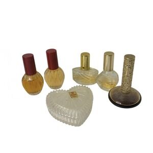 Vintage Avon Vanity Lot Soft Musk Timeless  Crystal Heart Ornate Miniature 1970s